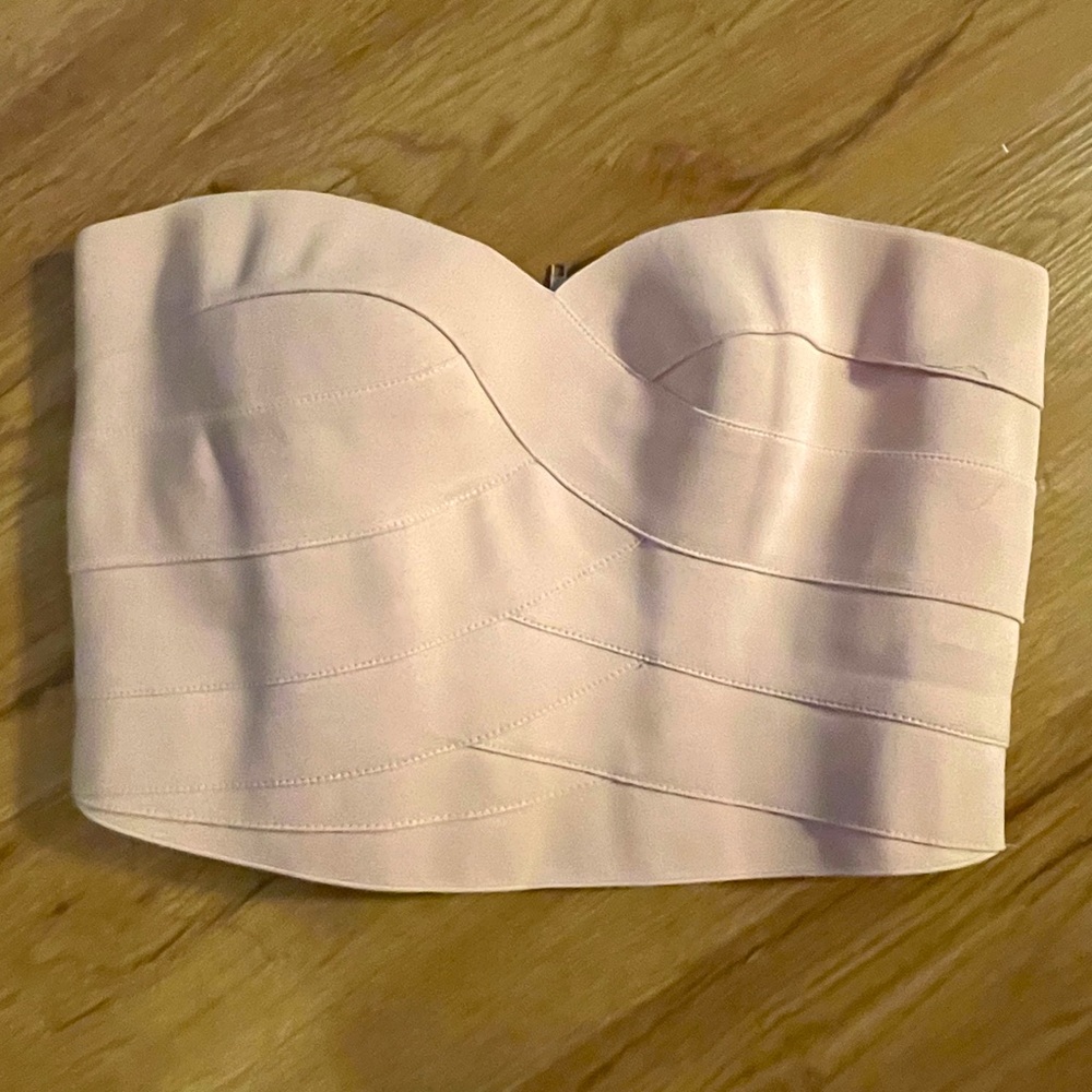 Sparkle & Fade Pale Pink Bandeau Top with Zipper
